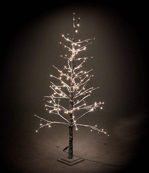 Albero di Natale Luminoso con 186 Led Luce Calda 20x20xH150cm Marrone Innevato