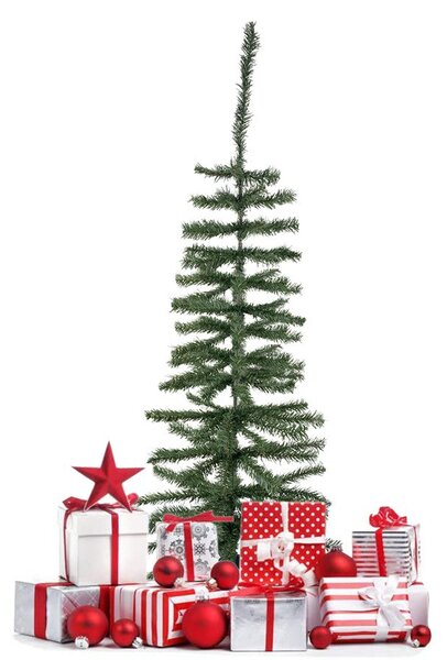 Albero di Natale 100H cm Rami Pieghevoli in PVC Abete Artificiale