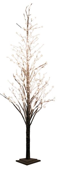 Albero di Natale Luminoso con 306 Led Luce Calda 24x24xH210cm Marrone Innevato