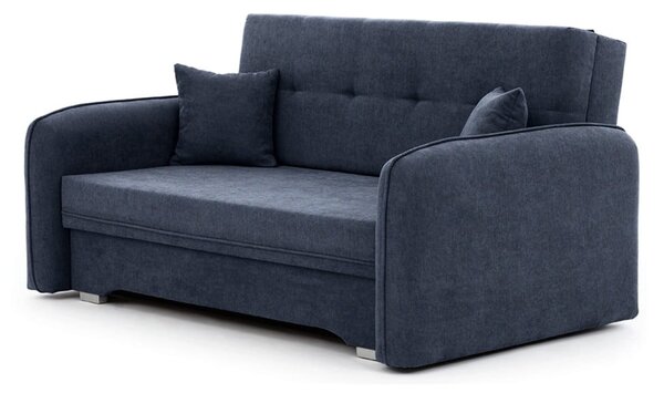 Divano blu scuro allungabile/con contenitore e rivestimento in ciniglia 155 cm Laine – ELTAP