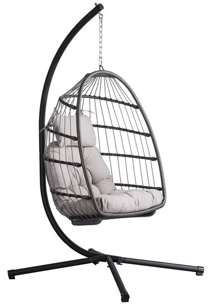 Amaca Dondolina da Giardino 113x101x197 cm in Acciaio e Poliestere Grigio