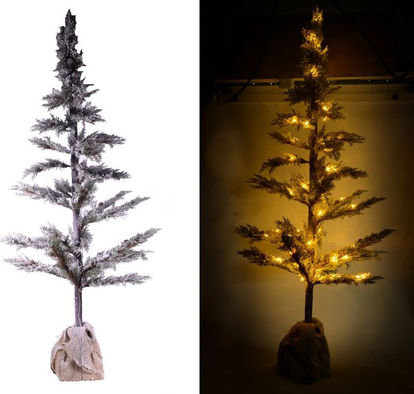 Albero di Natale Luminoso con LED e Pigne in PVC H170cm Juta Verde Innevato