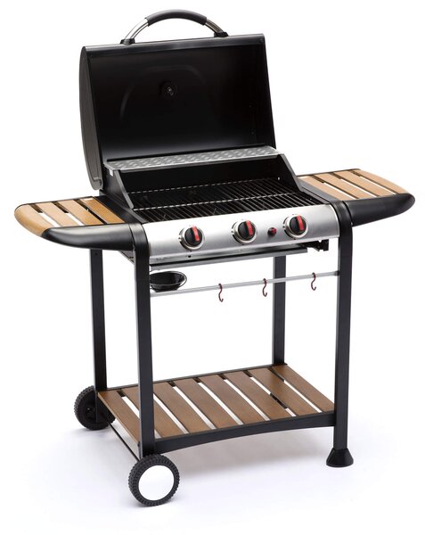 Barbecue a Gas GPL 3 Fuochi 122x57x98 cm in Acciaio Nero