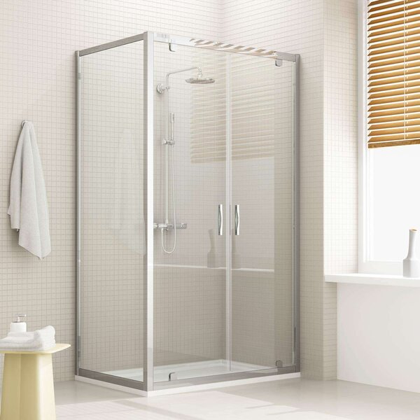 Box Doccia Angolare 70x80 cm 2 Ante Battenti in Cristallo Trasparente 6mm H198 Fosterberg Aalborg Duo