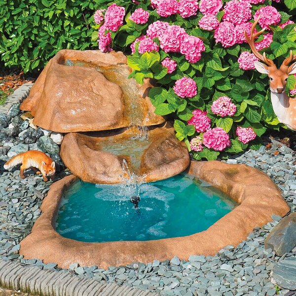 Cascata Artificiale Roccia da Giardino 290x160 cm in Vetroresina con Pompa