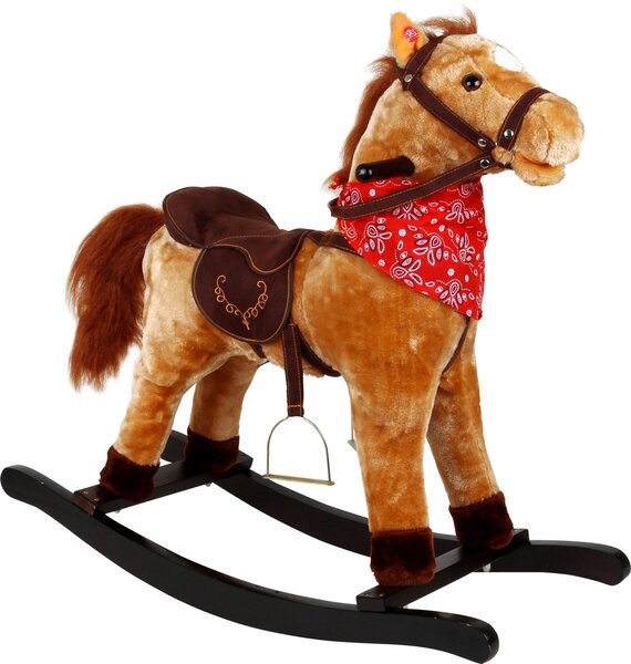 Cavallo a Dondolo in Peluche e Legno con Suoni per Bambini Kidfun