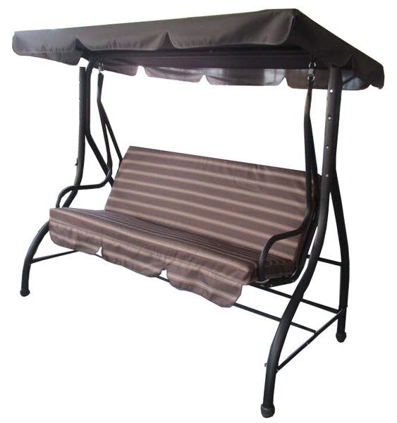 Dondolo Letto 3 Posti da Giardino 192x120x170 cm in Acciaio e Poliestere Marrone
