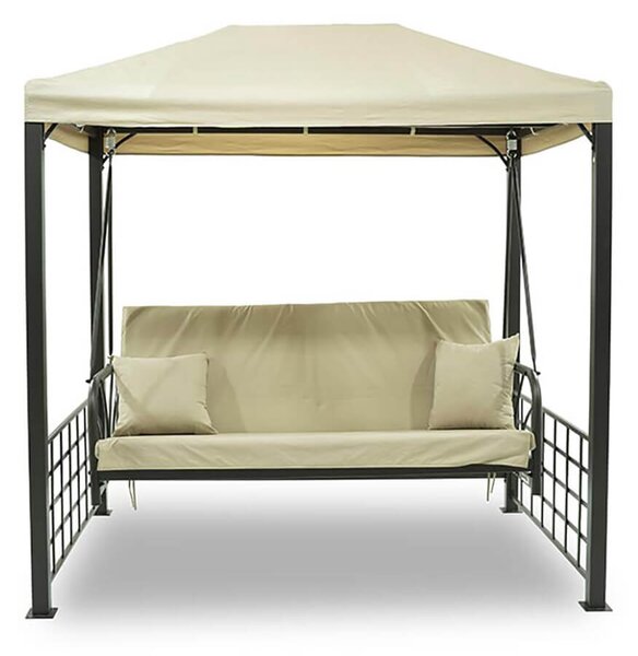 Dondolo Letto 3 Posti con Copertura a Gazebo Beige