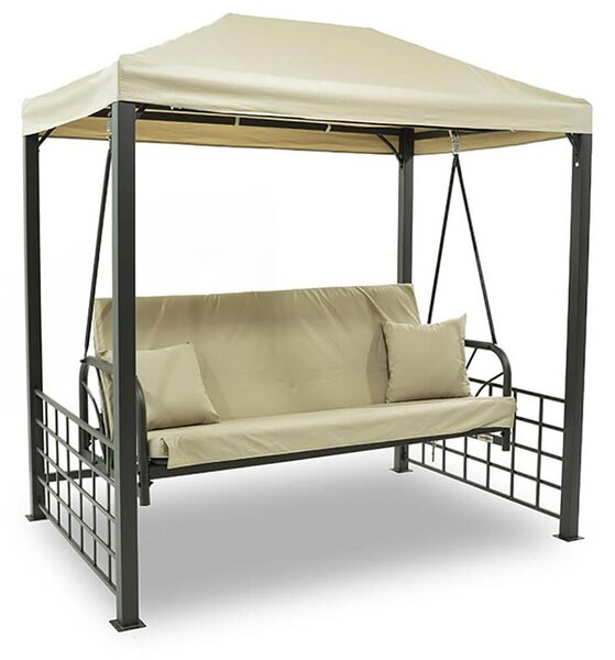 Dondolo Letto 3 Posti con Copertura a Gazebo Beige