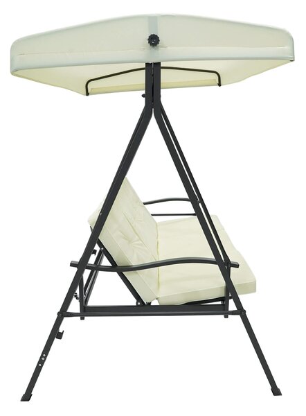 Dondolo Letto 3 Posti 192x134x180 cm in Acciaio e PVC Auriga Ecrù
