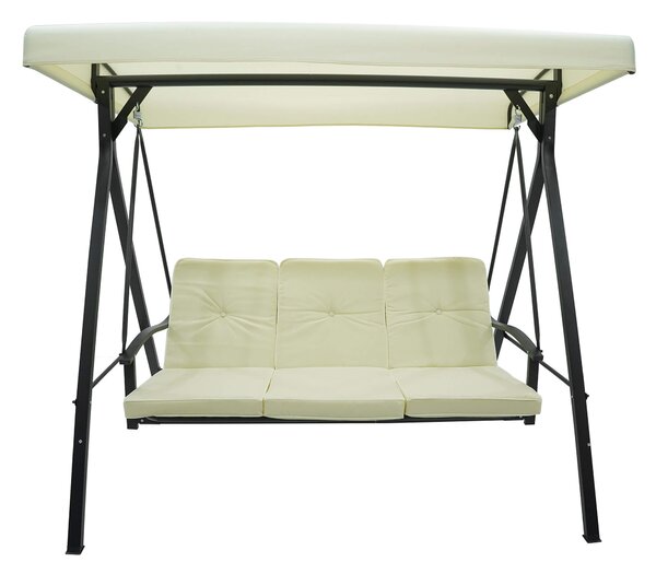 Dondolo Letto 3 Posti 192x134x180 cm in Acciaio e PVC Auriga Ecrù