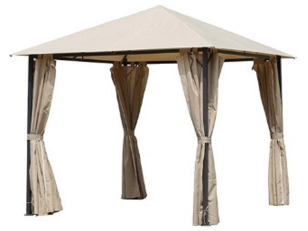 Gazebo da Giardino 3x3m in Metallo e Poliestere Beige