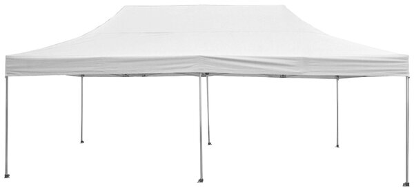 Gazebo da Giardino Pieghevole 3x6m in Alluminio e Tessuto Bianco