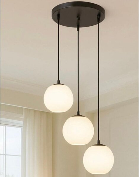 Lampada a sospensione con cavo BALLISTIC 3xE27/40W/230V nera