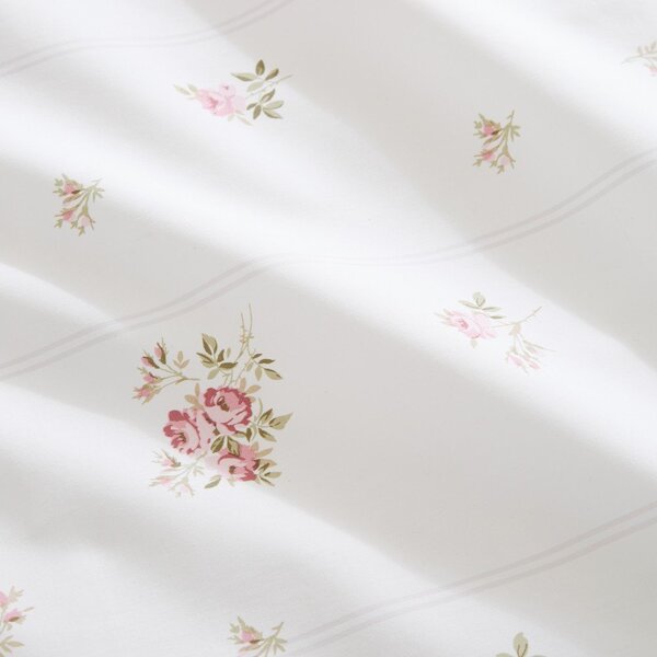 Set copripiumino e federa color crema in percalle di cotone per letto singolo 135x200 cm Vintage Rosebud Lace – Bianca