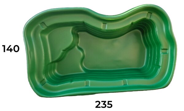 Laghetto Artificiale da Giardino 235x140x60 cm in Polietilene 1000 Litri Verde