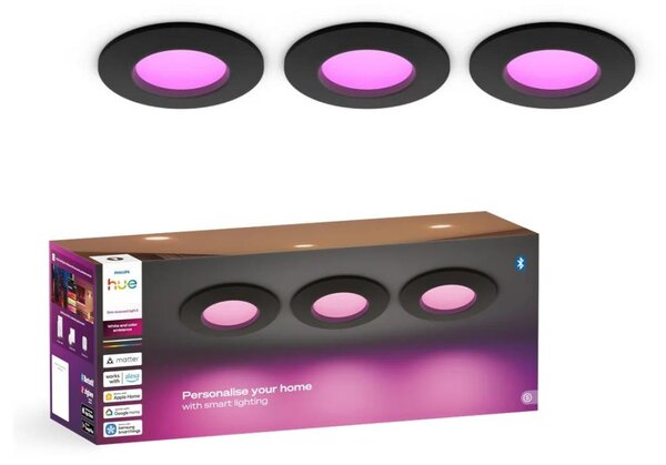 Philips - Set da 3 faretti da incasso per bagno LED RGBW dimmerabili Hue SLIM LED/8,3W/230V IP44