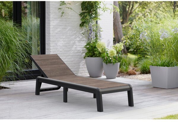 Sdraio da giardino marrone scuro in plastica regolabile/pieghevole Deco Porto – Keter