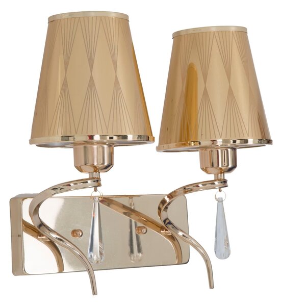 Lampada da Muro Glam Flame Doppia 32x18x30 cm in Ferro e Plastica Oro