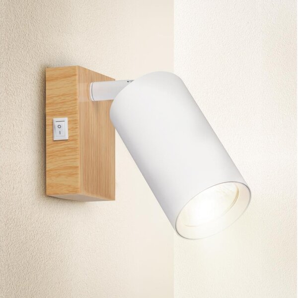 Brilagi - Faretto orientabile da parete SELE 1xGU10/30W/230V bianco/finitura rovere