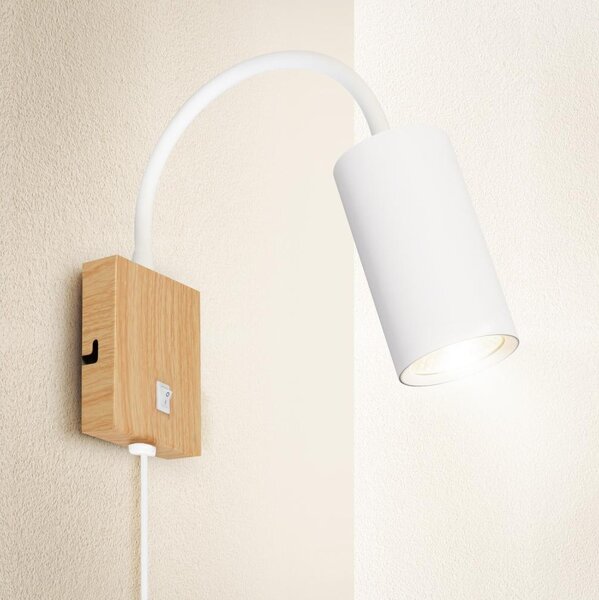 Brilagi - Lampada da parete flessibile SELE 1xGU10/30W/230V bianco/effetto rovere