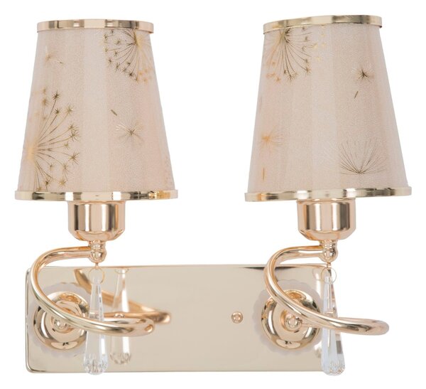 Lampada da Muro Glam Ring Doppia 32x18x27 cm in Ferro e Plastica Oro