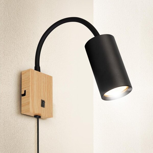 Brilagi - Lampada da parete flessibile SELE 1xGU10/30W/230V nero/finitura rovere