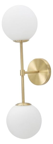 Lampada da Muro Glamy Doppia 15x21x55 cm in Ferro e Vetro Oro e Bianco