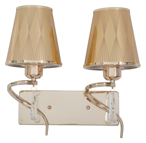 Lampada da Muro Glam Flame Doppia 32x18x30 cm in Ferro e Plastica Oro