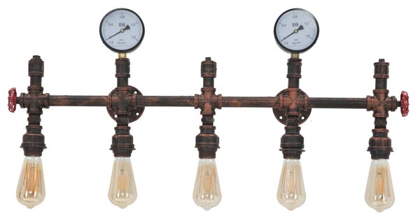 Lampada da Muro Industry 5 Luci 86x9x32 cm in Ferro Nero