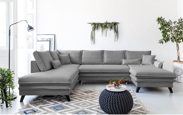 Divano letto a U grigio, angolo sinistro Charming Charlie - Miuform