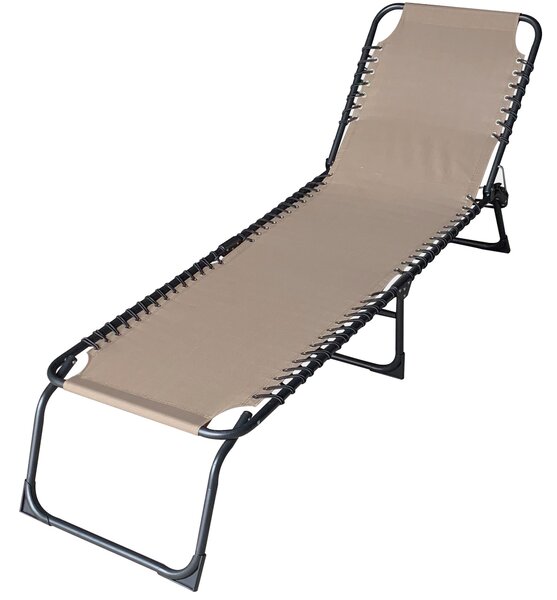 Lettino Prendisole Pieghevole da Giardino 190x58x27 cm in Metallo e Textilene Taupe