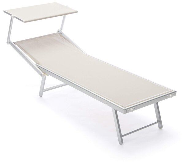 Lettino Prendisole da Giardino 183/190x61x38 cm in Alluminio e Textilene Beige