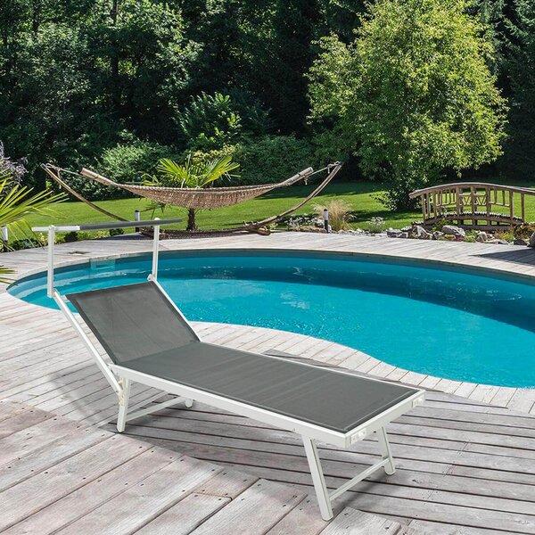Lettino Prendisole da Giardino 189x61x38 cm in Alluminio e Textilene Simba Antracite