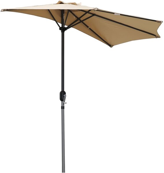 Mezzo Ombrellone da Giardino 270x135x200 cm in Acciaio e Tessuto Beige