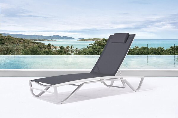 Lettino Prendisole da Giardino 190/175x69,5x32,5/98 cm in Alluminio e Textilene Grigio