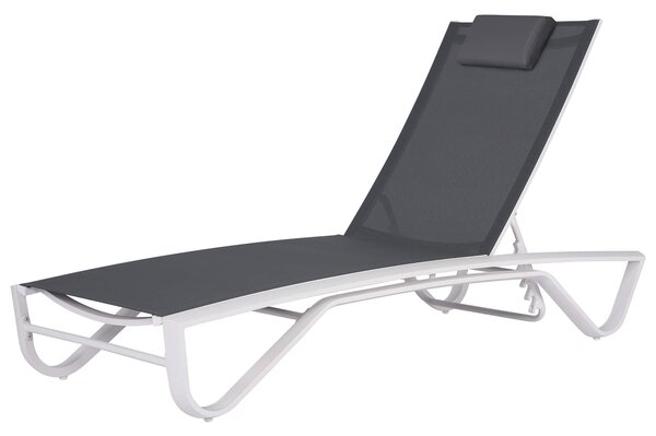 Lettino Prendisole da Giardino 190/175x69,5x32,5/98 cm in Alluminio e Textilene Grigio