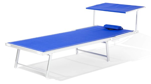 Lettino Prendisole da Giardino 213x85x40 cm in Alluminio e Textilene Blu