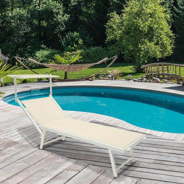 Lettino Prendisole da Giardino 189x61x38 cm in Alluminio e Textilene Simba Taupe