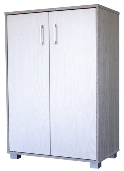Mobile Scarpiera 2 Ante 5 Ripiani 60x36x89,7 cm in Legno Grigio e Bianco
