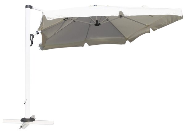 Ombrellone da Giardino Decentrato 3x3m in Alluminio e Poliestere Bianco