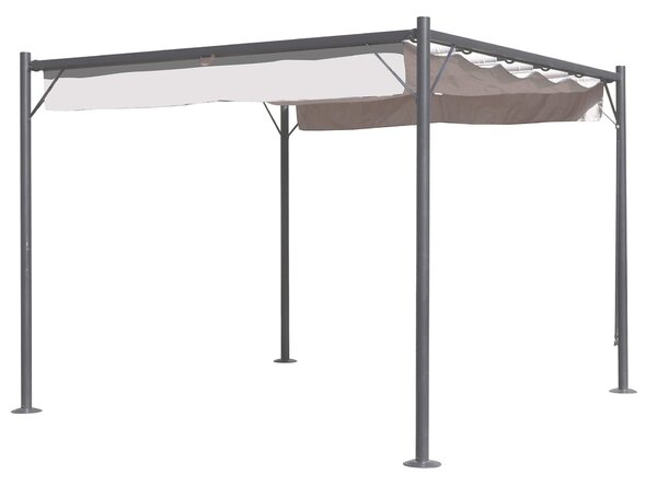 Pergola da Giardino 3x3m in Acciaio e Poliestere Grigio Chiaro