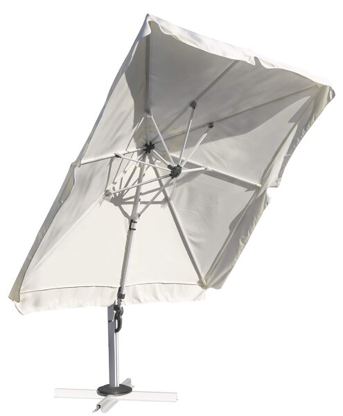 Ombrellone da Giardino Decentrato 3x3m in Alluminio e Poliestere Bianco