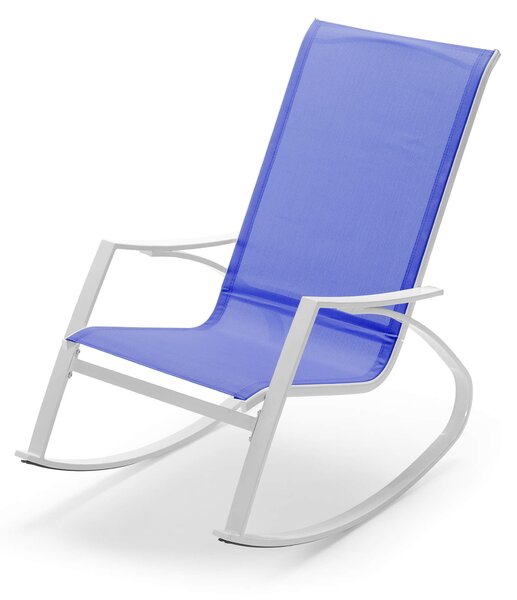Poltrona Dondolo da Giardino 99x60,5x97 cm in Acciaio e Textilene Blu