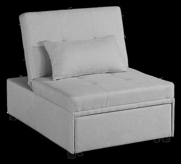Poltrona Letto Singolo Trasformabile 80x113x45 cm in Tessuto Grigio