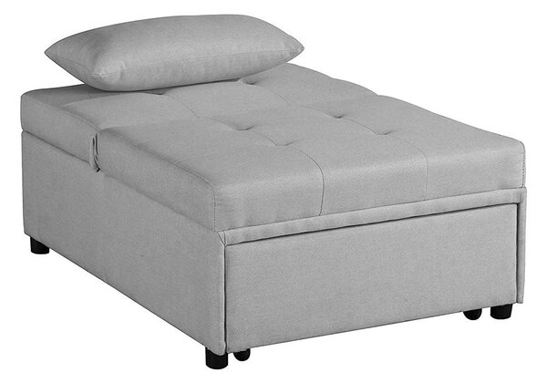 Poltrona Letto Singolo Trasformabile 80x113x45 cm in Tessuto Grigio