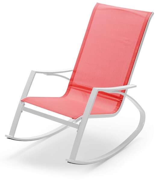 Poltrona Dondolo da Giardino 99x60,5x97 cm in Acciaio e Textilene Rossa