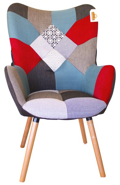 Poltrona Relax da Interno 71x68x108 cm in Tessuto Patchwork