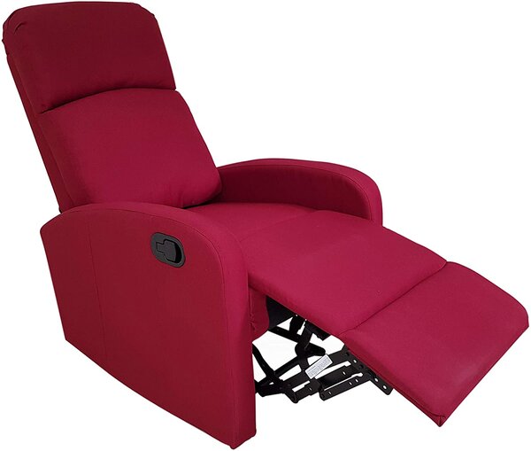 Poltrona Relax Reclinabile Manuale 75x65x101 cm in Tessuto Rossa