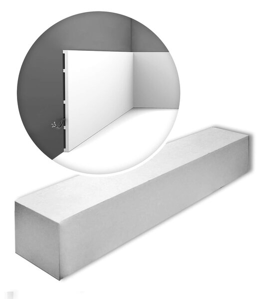 Orac Decor SX207-box MODERN SQUARE1 cartone con 10 strisce decorative Modanatura per pavimenti Modanatura per pareti striscia decorativa moderna colore bianco | 20 m